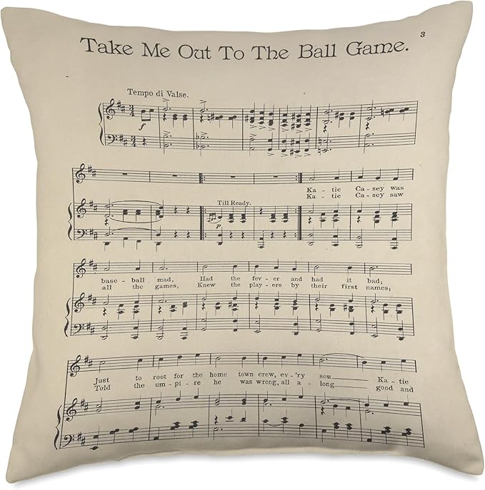 Take Me Out To The Ball Game Song Sheet Music Throw Pillow