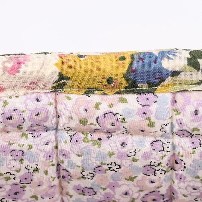 Quilted Fabric Storage Basket Floral Baby Diaper Caddy Quilted Basket for Nursery Bedroom Car Storage