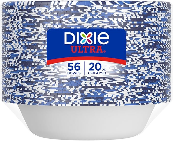 Dixie Ultra, Large Paper Bowls, 20 Oz, Microwave Safe, Compostable, Disposable Bowls Great For Breakfast, Lunch, And Dinner Meals, 56 Count (Pack of 2)