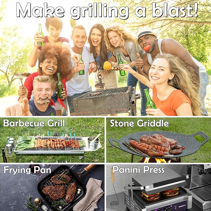 18" Heavy Duty BBQ Grill Brush and Scraper Set, 2-in-1 Safe Bristle Free Grill Cleaner & Strong Wire Brush, Professional Grill Scraper for Outdoor Gas Charcoal Grills, Deep Cleaning BBQ Tools