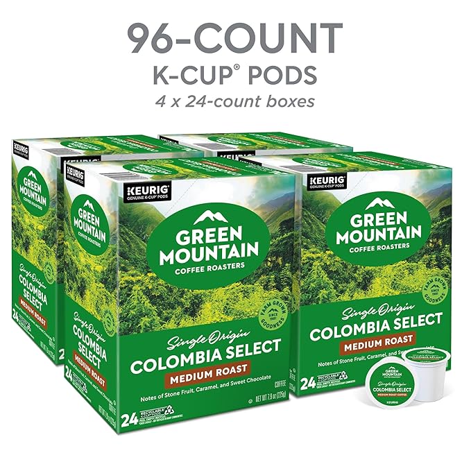 Green Mountain Coffee Roasters Colombia Select, Single-Serve Keurig K-Cup Pods, Medium Roast Coffee Pods, 96 Count