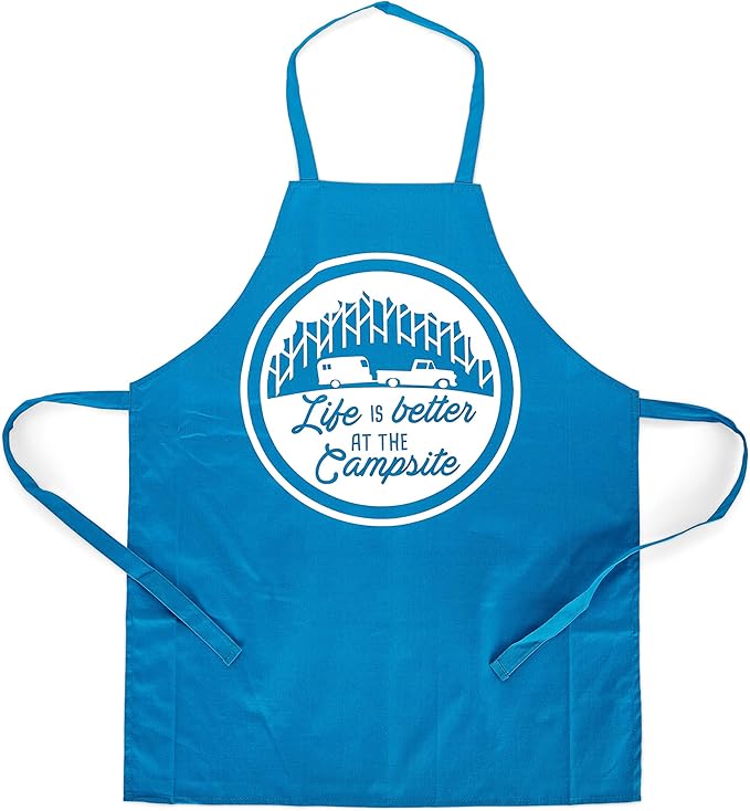 Camco Life is Better at The Campsite Adjustable Apron | Features a Truck and Tree-Themed Design, Made Entirely of Cotton, and is Machine Washable (53258)