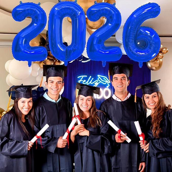 2026 Balloons New Years Eve Party Supplies - 40" Large Deep Blue Foil Number Balloon New Years Decorations Graduation Balloons Class of 2026 Happy New Year Birthday Anniversary Graduation Decorations