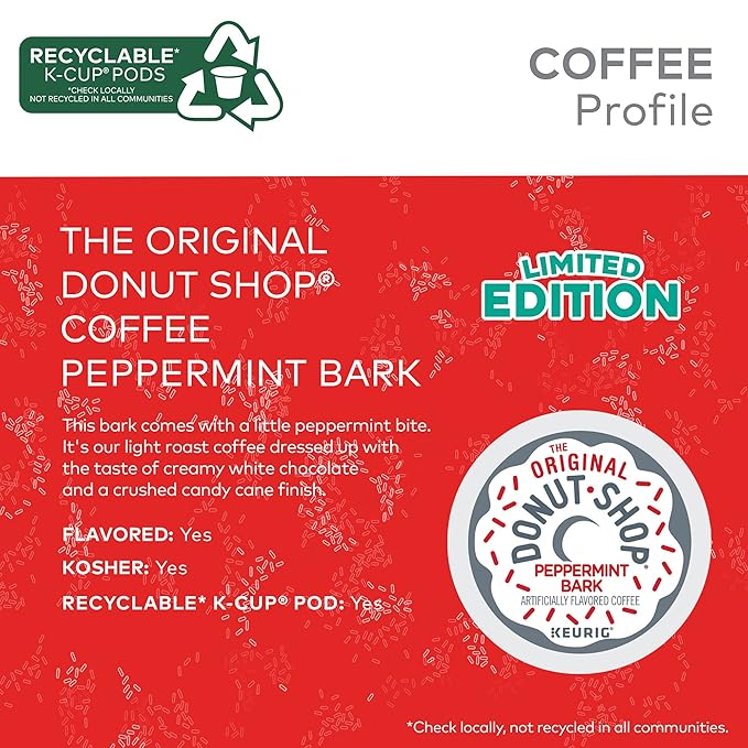 The Original Donut Shop Peppermint Bark Keurig Single-Serve K-Cup Pods, Light Roast Coffee, 96 Count