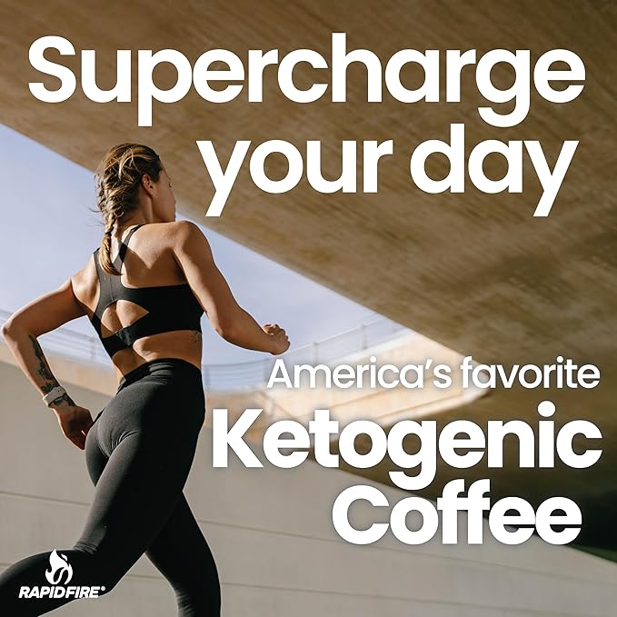Rapid Fire Hazelnut Instant Coffee with MCT Oil & Grass-Fed Butter – Energy, Focus & Metabolism Support – Low Sugar Functional Coffee Mix – Keto & Low-Carb Friendly – 15 Servings
