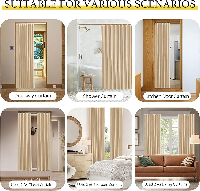 NICETOWN Blackout Curtains 63 Long - Window Covering Panels Thermal Insulated Door Window Blinds Drapes Light Block Curtain Shades for Bedroom Living Room, Biscotti Beige, 50" W x 63" L, 1 Panel