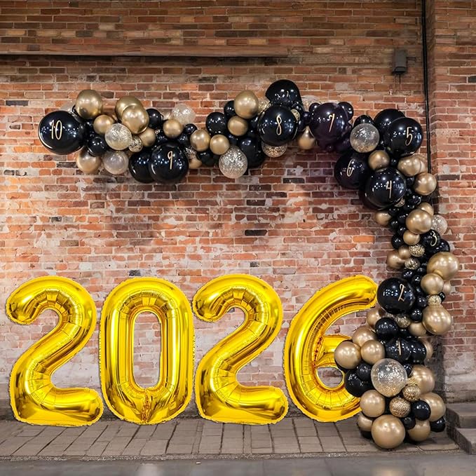 Gold 2026 Balloons - 40 inch Number Balloon - Graduation Balloons for Class of 2026 Decorations - Congrats Grad Balloons for Graduation Decorations 2026 - Grad Party Decor Supplies