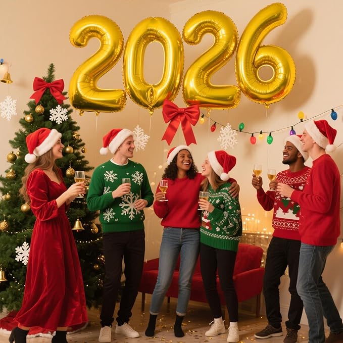 2026 Gold Foil Numbers Balloons(40 Inch) Graduation Decorations Senior Class of 2026 Balloons Happy New Years Eve Party Supplies 20 26 Signs Props Birthday Anniversary Wedding Festival Ornament Decor