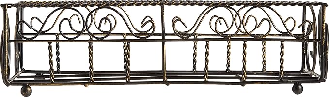 Boston International Garden Gate Design Guest Towel Napkin Holder Caddy, Antique Brass