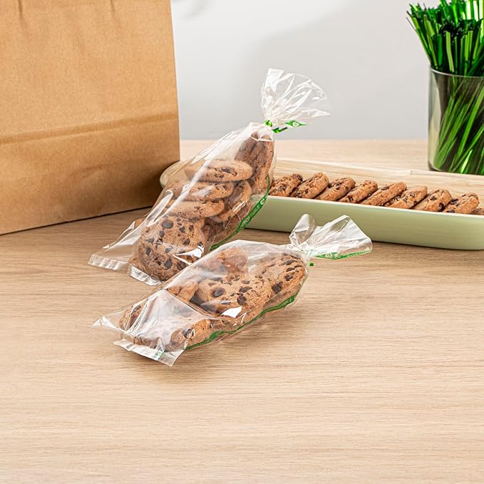 Restaurantware Candy Bags 100 Pcs 10" x 3.7" Heat-Sealable Clear Plastic Bags Greaseproof Home Compostable Freezer-Ready No-Flap Treat Carriers for Candies, Cookies, Bakery, Party Favours