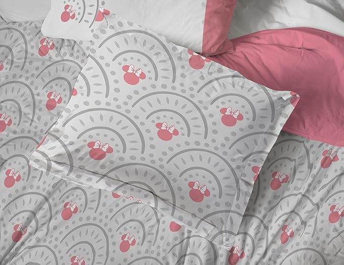 Jay Franco Disney Minnie Mouse King Comforter Set - 7 Piece Bedding Includes Sheet Set & Pillow Covers - Super Soft Cozy Pink Mandala Bedding