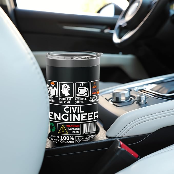 Civil Engineer Job Label Sarcasm Skills Coffee Whiskey Stainless Steel Insulated Tumbler