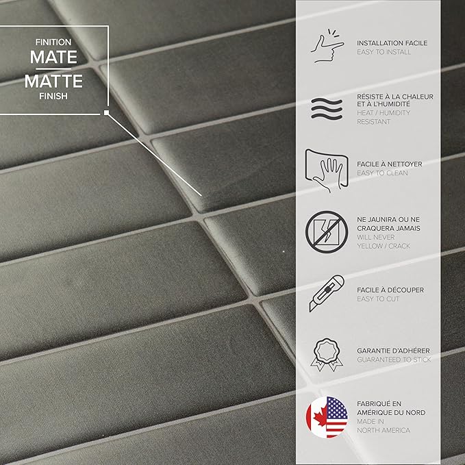 SMART TILES Peel and Stick Backsplash - 5 Sheets of 11.43" x 9" - 3D Adhesive Peel and Stick Tile Backsplash for Kitchen, Bathroom, Wall Tile