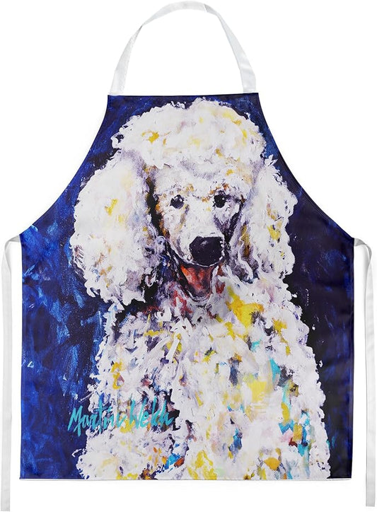 Caroline's Treasures Louie White Poodle Apron Cooking Kitchen Server Baking Crafts Gardening for Adult Women Men, Unisex, Large, Multicolor