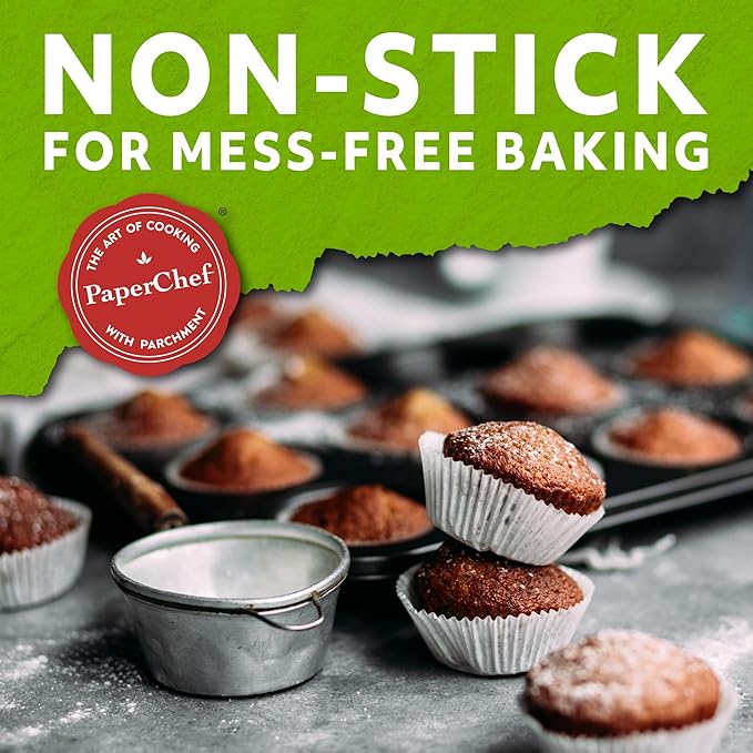 PaperChef - X-Large Parchment Baking Cups - Easy Release, Non-Stick Paper, Unbleached, Compostable - Perfect For Cupcakes and Muffins - 30 count