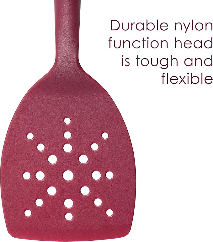Rachael Ray 47916 3-Piece Lazy Tool Nylon Slotted Turner Set, Burgundy
