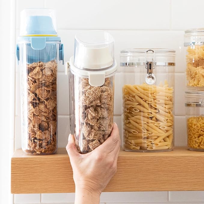 Oggi Easi Pour Airtight Food Storage Containers - Cereal Containers Storage, Rice Dispenser, Cereal Dispenser, Snack Storage Containers, Pasta Containers Storage, Containers with Lids - 60oz / 1.8lt