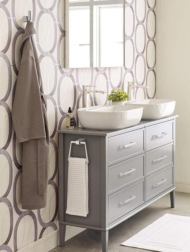 Amerock BH3600226 | Chrome Towel Bar | 6-13/16 in (173 mm) Length Towel Holder | Blackrock | Hand Towel Holder for Bathroom Wall | Small Kitchen Towel Holder | Bath Accessories