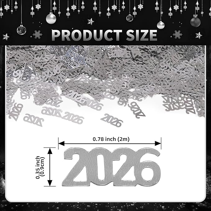 200 Pcs New Year 2026 Confetti, Gold 2026 Table Shiny Confetti Glitter for Happy New Year Decorations 2026 New Years Eve Table Decorations