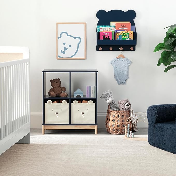 babyGap by Delta Children Brannan Bear Wall Shelf with 4 Hooks, Navy