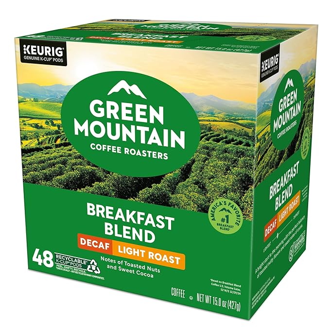 Green Mountain Coffee Roasters Decaf Breakfast Blend, K-Cup Portion Pack for Keurig K-Cup Brewers (Pack of 48)