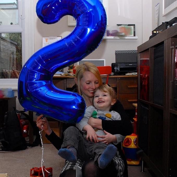 Navy Blue Birthday Balloons Numbers, Balloons 2 Number for Babies Puppies, Balloon Number for 2, 12, 22, 2025, 2026 Graduation Party Wedding Baby Shower