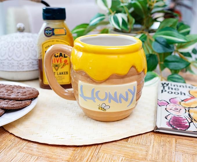 Silver Buffalo Winnie the Pooh Honey "Hunny" Pot Ceramic 3D Sculpted Coffee Mug, 23 Ounces