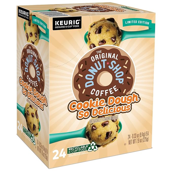 The Original Donut Shop Cookie Dough So Delicious, Keurig Single Serve K-Cup Pods, Flavored Coffee, 96 Count