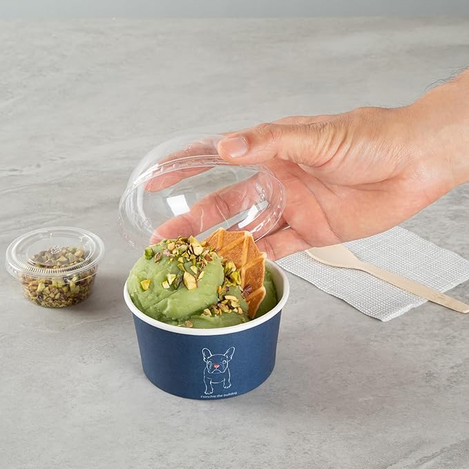 Restaurantware Coppetta 8 Ounce Dessert Cups, 50 Disposable Ice Cream Cups - Lids Sold Separately, Sturdy, Frenchie Paper FroYo Bowls, For Hot And Cold Foods, Perfect For Gelato Or Mousse