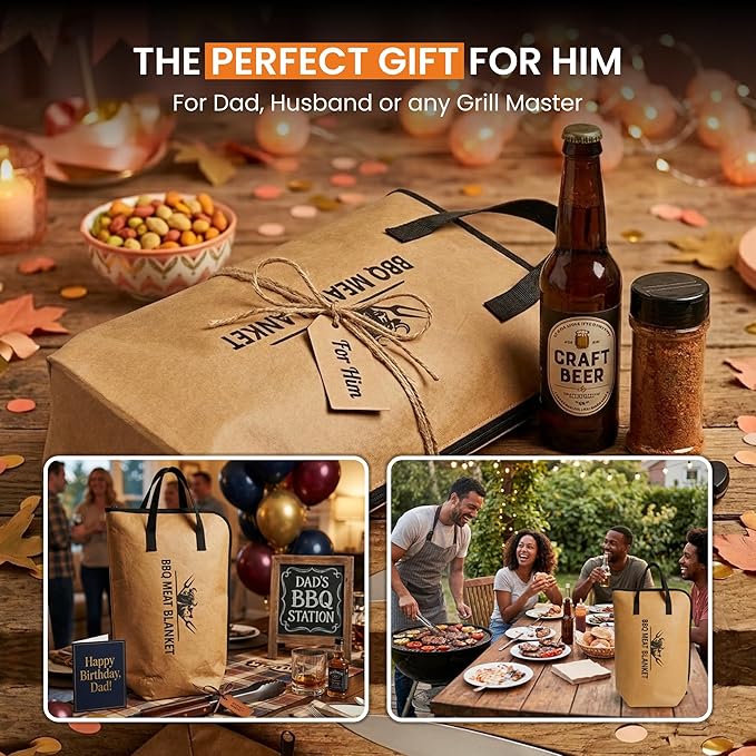 21” Upgraded BBQ Blanket for Resting Meat, Insulated Meat Resting Bag with Wide Mouth, Ideal for Brisket, Pork Shoulder & Turkey, Smoker Accessories, BBQ Gifts for Men, Dad & Husband
