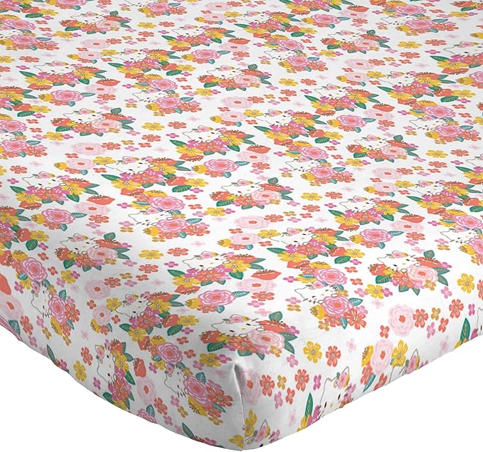 Jay Franco Sheet Set with Fitted, Flat Sheets & Pillow Cover - Ultra-Soft Bedding with Pillowcase for Room Decor, Multi - Hello Kitty, 4 Piece Full