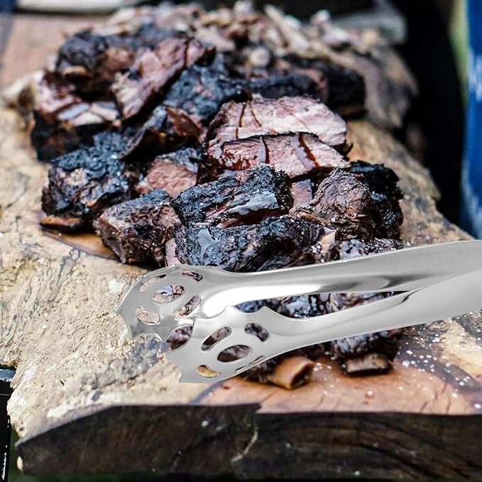 PRETYZOOM Stainless Steel Food Serving Tong Cat Face Grill Bbq Kitchen Tongs for Bread Steak Baking 1pcs