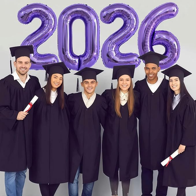 Purple 2026 Balloons, 40 Inch 2026 Number Balloon Foil New Year Balloon Numbers for New Years Eve Party Graduation Party Decoration