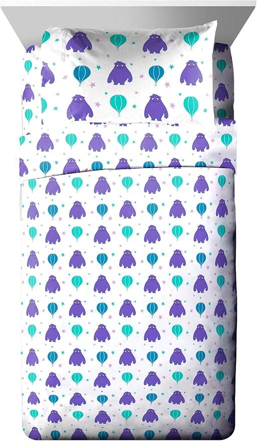 Jay Franco IF Imaginary Friends Twin Comforter Set - Purple 5 Piece Bed Set Includes Sheet Set & Pillow Covers - Super Soft Kids Bedding Features Blue