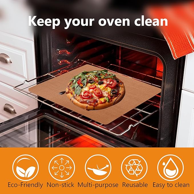 UBeesize 4 Pack XL Thickened Copper Oven Liners for Bottom of Oven, Reusable 17x25 Inch Heavy Duty Non Stick Teflon Oven Mats BPA & PFOA Free, Fit Electric Gas Toaster Convection Ovens Grills