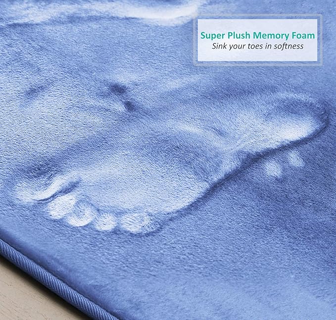 Clara Clark Bathroom Rugs, Velvet Memory Foam Bath Mat, Non-Slip Bath Rugs, Machine Wash, Dries Quickly, Ultra Soft Plush Bath Mats for Bathroom,