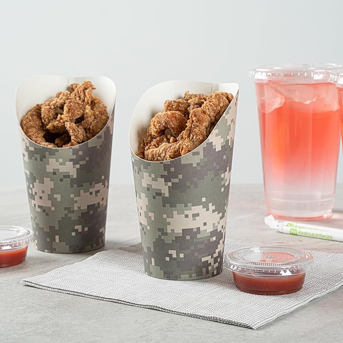 Restaurantware Paper Food Container 100 Count 16 Ounces Sturdy Portable Food Cup Greaseproof Paper Cup Disposable Snack Container Green