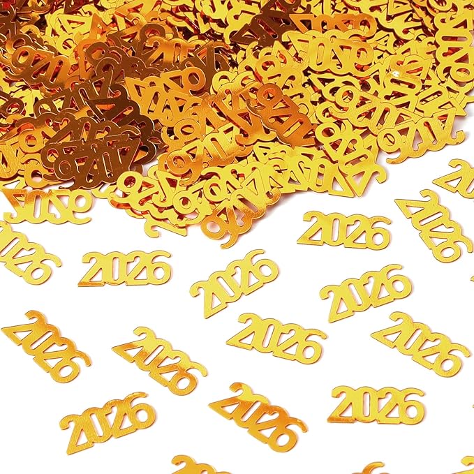 200 Pcs New Year 2026 Confetti, Gold 2026 Table Shiny Confetti Glitter for Happy New Year Decorations 2026 New Years Eve Table Decorations