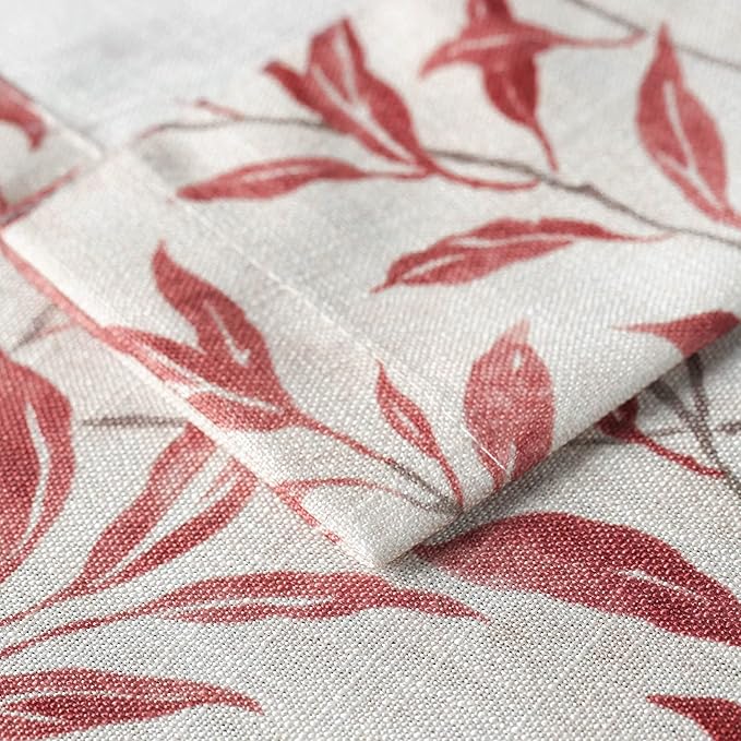 VOGOL Tier Curtains for Small Windows, Red Leaves Decorative Short Window Treatment for Kids Room Cafe Kitchen Bathroom, 30 x 24, 2 Panels, Rod Pocket