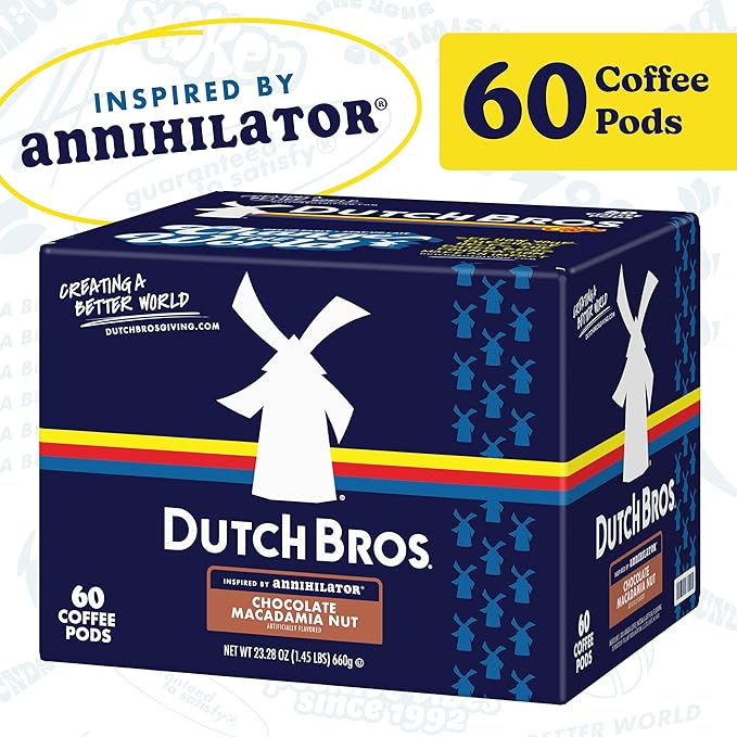 Dutch Bros Chocolate Macadamia Nut Flavored Coffee inspired by Annihilator®, 60 Count, Medium Roast, Single Serve Coffee Pods for Keurig K-Cup Brewers