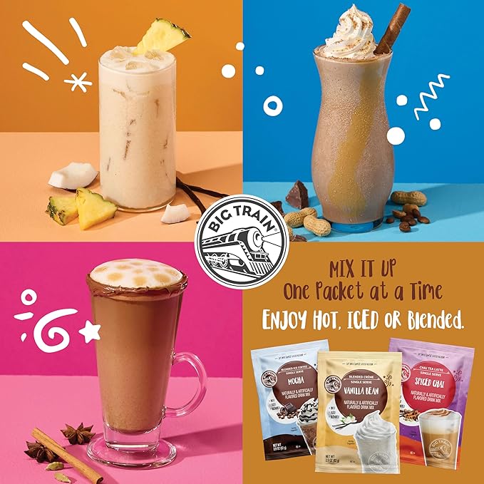 Big Train Mocha Blended Iced Coffee Beverage Mix, 2.9 oz Packets (Pack of 12)