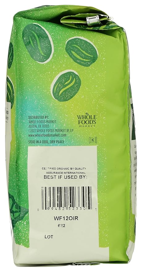 Whole Foods Market, Organic Whole Bean Coffee, Dark Italian Roast, Bittersweet, Rich & Velvety, 12 Ounce