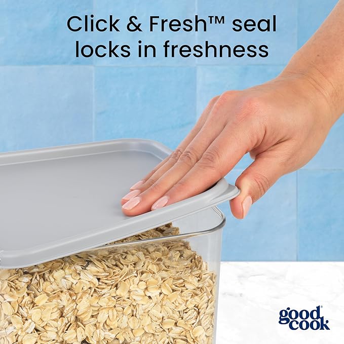 GoodCook Food Storage Container with Lid BPA-Free Square Modular & Stackable Design, 3-Quart, Clear