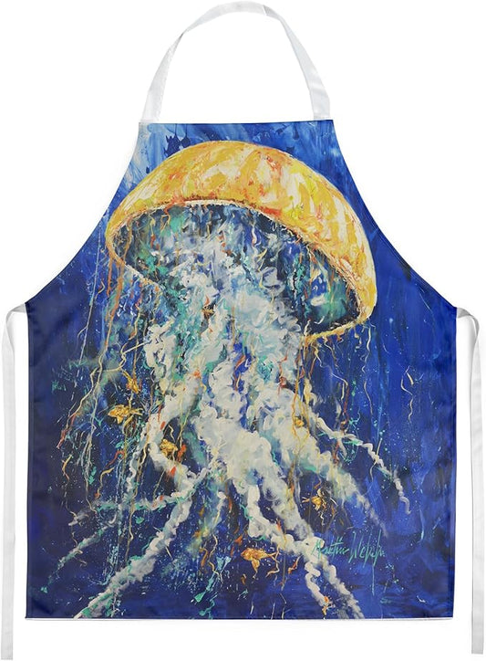 Caroline's Treasures Free Fall Jellyfish Apron Cooking Kitchen Server Baking Crafts Gardening for Adult Women Men, Unisex, Large, Multicolor
