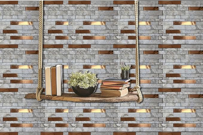 Weimeisc 10 Sheets Peel and Stick Backsplash Tile for Kitchen, Self-Adhesive Mosaic Tile, Stick on Bathroom Vanities，Fireplace Décor, Laundry Table(11.25" X 12.7") (Ink Light Coffee)