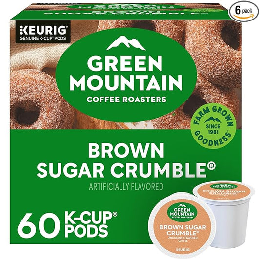 Green Mountain Coffee Roasters Brown Sugar Crumble Keurig Single-Serve K-Cup pods, Medium Roast Coffee, 60 Count (6 Packs of 10)