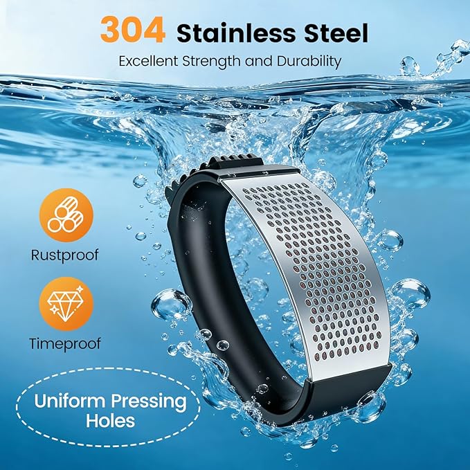 Garlic Press Rocker Set with Garlic Peeler & Cleaning Brush,Stainless Steel Garlic Mincer Crusher,Easy Kitchen Gadget for Effortless Smashing,Kitchen Essentials,Home and Kitchen Utensils Accessories