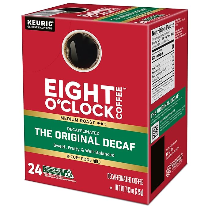 Eight O'Clock Coffee The Original Decaf, Single-Serve K-Cup Pods, Medium Roast, 96 Count
