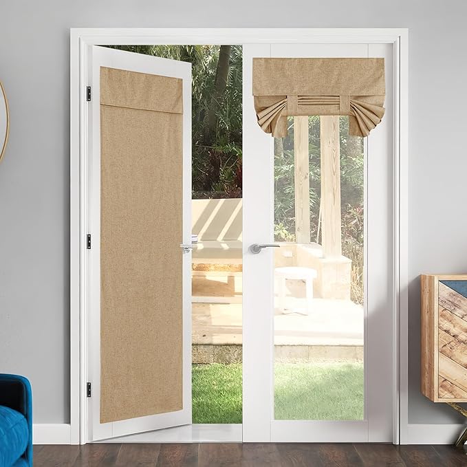 NICETOWN Door Curtains for Doorway, Blackout Privacy Window Curtain Panel, French Door Shade for Sliding Patio, Window Covering for Bedroom, W36 x L80 Inch, 1 Panel, Camel