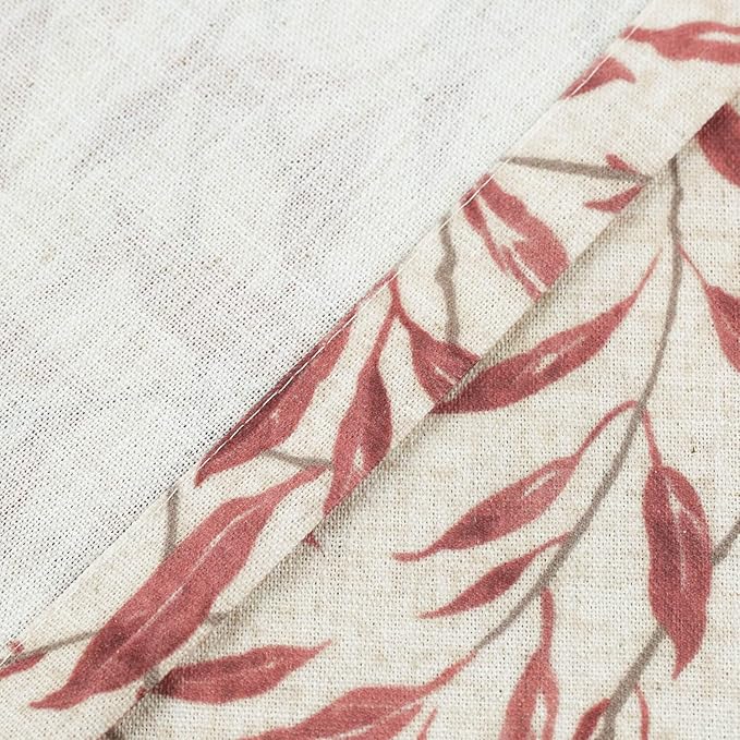 VOGOL Natural Window Curtains, Home Decor Light Filtering Rod Pocket Panels & Drapes, Red Country Rustic Leaves Printed Pattern for Bedroom Living Room, 42 x 45, 2 Pieces